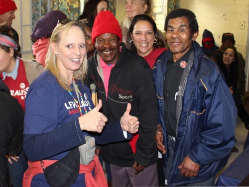 Dominique volunteers with residents in Haven Night Shelter, Cape Town