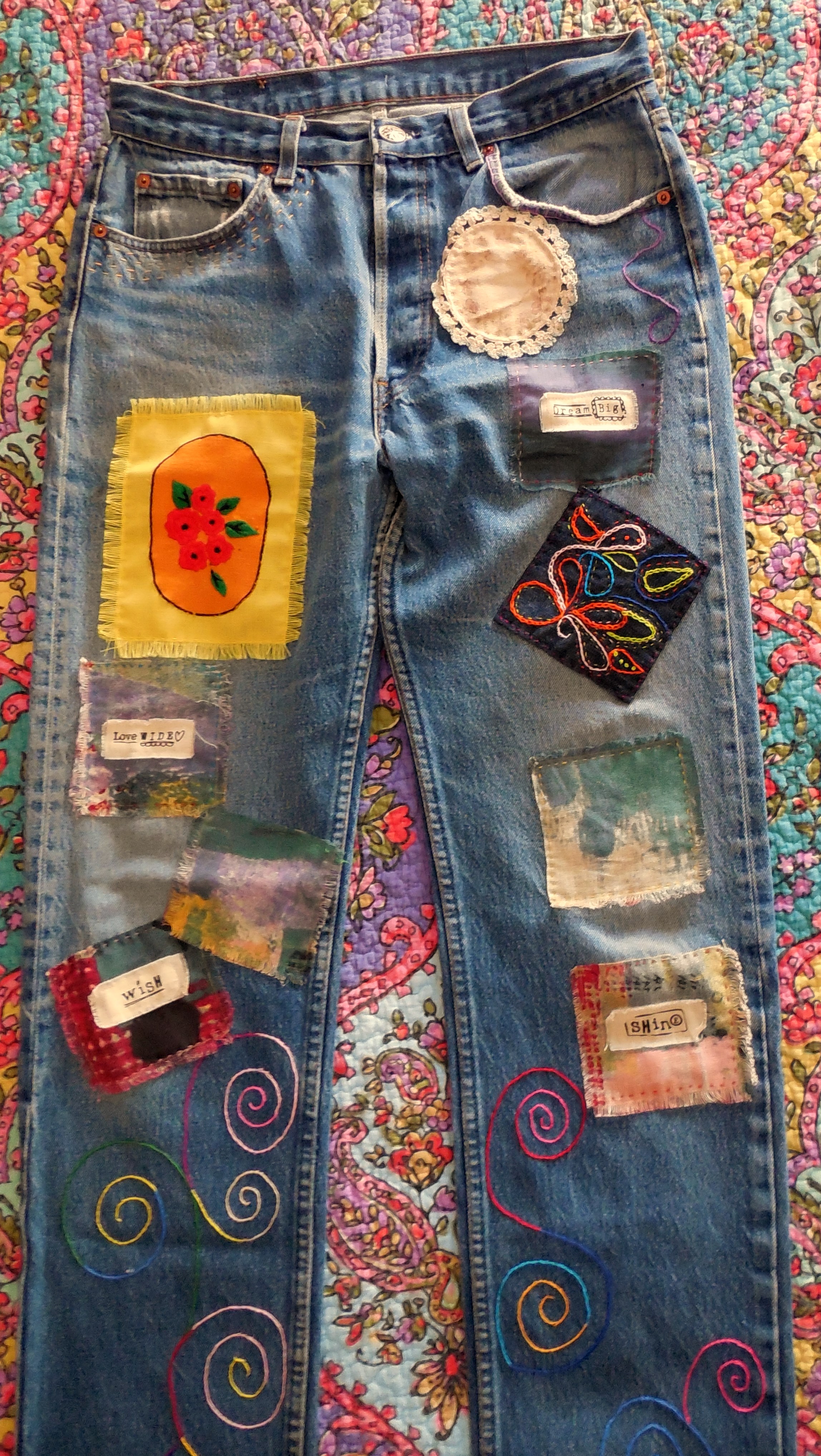 First time embroidering on denim : r/Embroidery