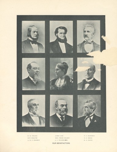 The University of California, Berkeley yearbook, with photos of the university's benefactors, 1900