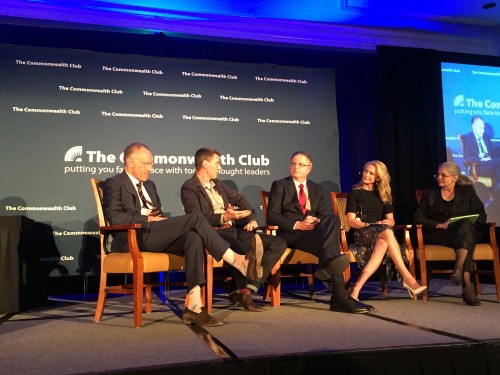 The 2015 recipients of the Commonwealth Club's Distinguished Citizen Award participate in a panel discussion. 