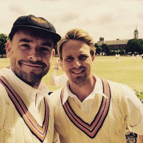 Paul Blackthorne actor with Nick Compton professional cricket player