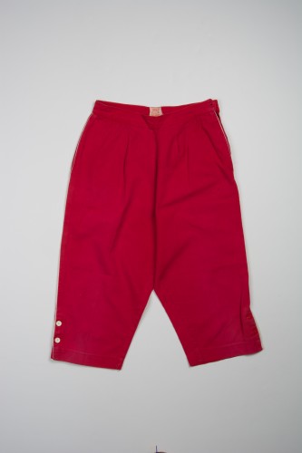 Casuals pedal pusher pants red with white piping Sanforized 1956