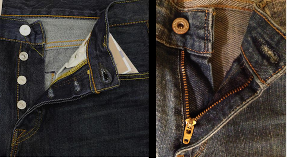 types of buttons on jeans