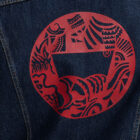 A close up of the back of a Levi's® Trucker from the new Lunar New Year collection, featuring red dragon artwork.