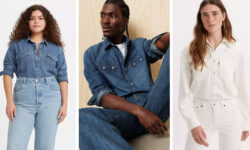 Three models pose in various Levi's® western shirts.