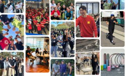 A collage of LS&Co. employees participating in various exercises around the world in support of the 18th annual (Run) for Red Tab