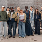 A group of 13 models pose wearing Levi's products